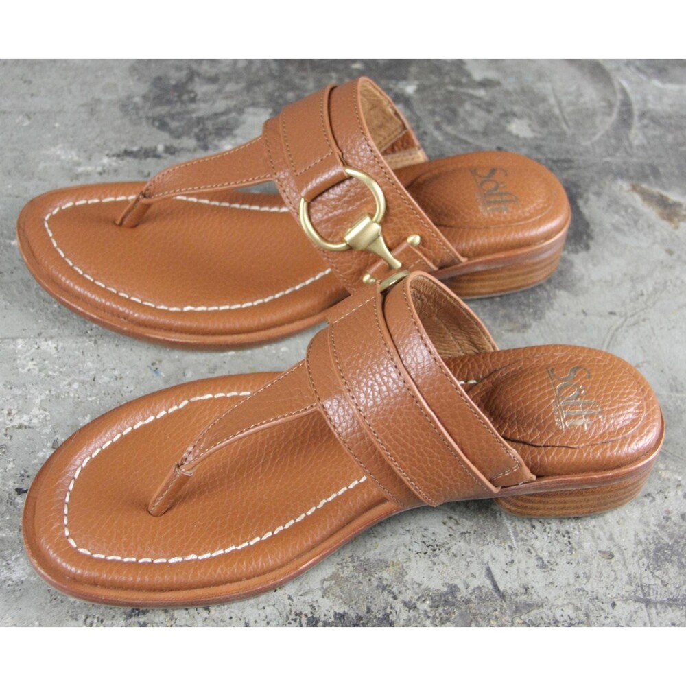 Sofft Fernanda Cognac Brown Slip-On Thong Sandals, ladies size 7.5M - Picture 4 of 8